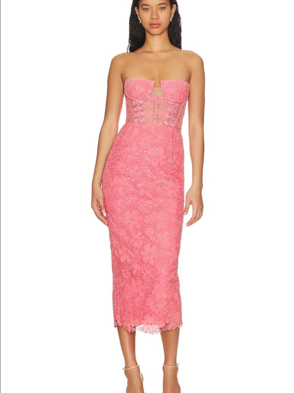 NWT Sau Lee Renee lace pink dress